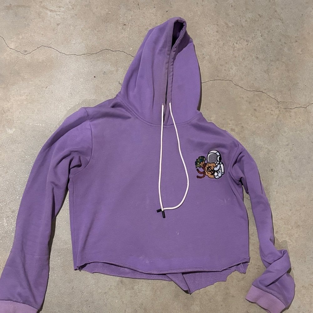 Atlanta Purple Cropped Hoodie with Embroidery